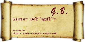 Ginter Böngér névjegykártya